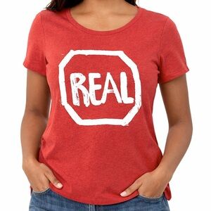 "REAL" T-Shirt by Elastic Bond [Miami-based Band] Heather Red L
